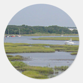 Adesivo Redondo Barcos no Lago