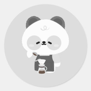 Adesivo Redondo Barista Panda Fofo