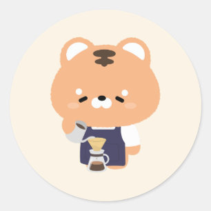 Adesivo Redondo Barista Tigre Fofo