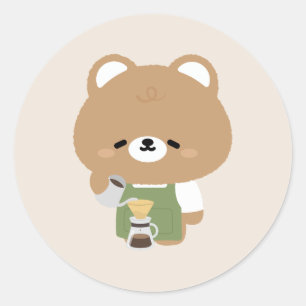 Adesivo Redondo Barista Urso Fofo