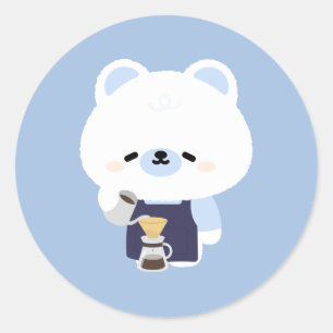 Adesivo Redondo Barista Urso Polar Fofo