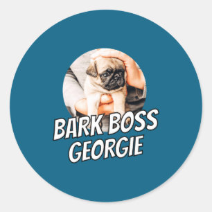 Adesivo Redondo Bark Boss Pet Cão Foto Moderno Simples Legal