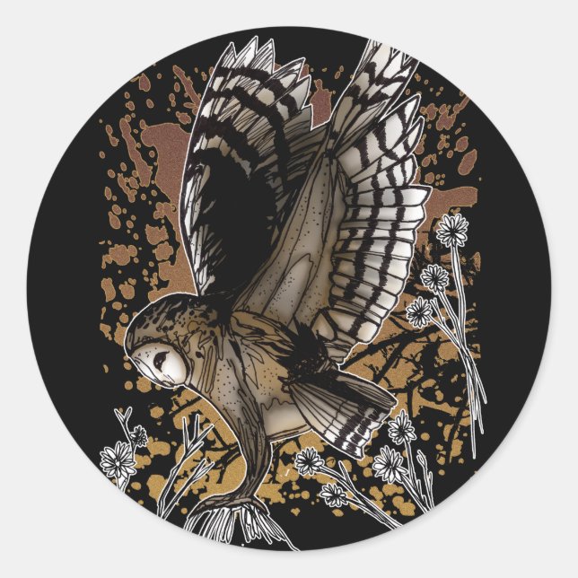 Adesivo Redondo Barn Owl Stance (Frente)