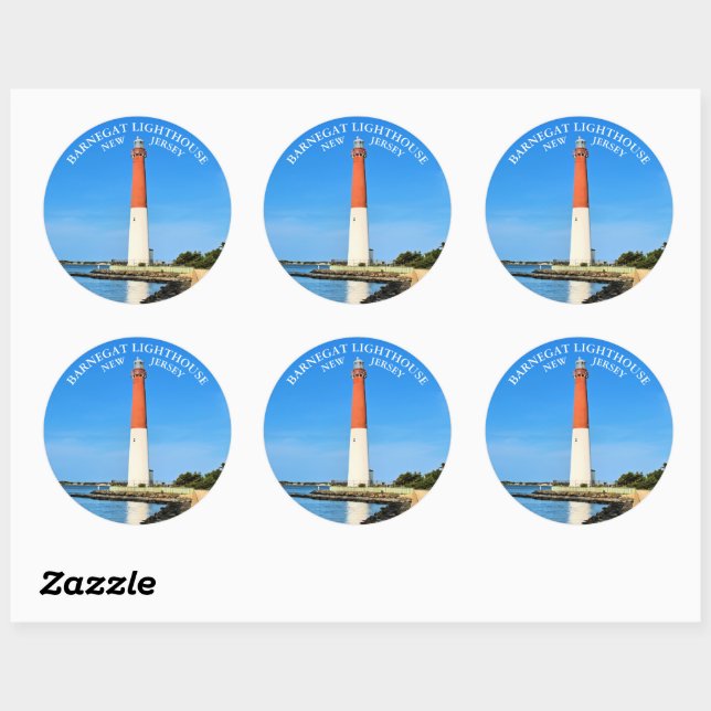 Adesivo Redondo Barnegat Lighthouse, New Jersey Round Stickers (Folha)