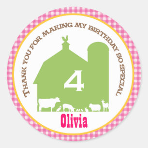 Adesivo Redondo Barnyard Birthday Favor Sticker