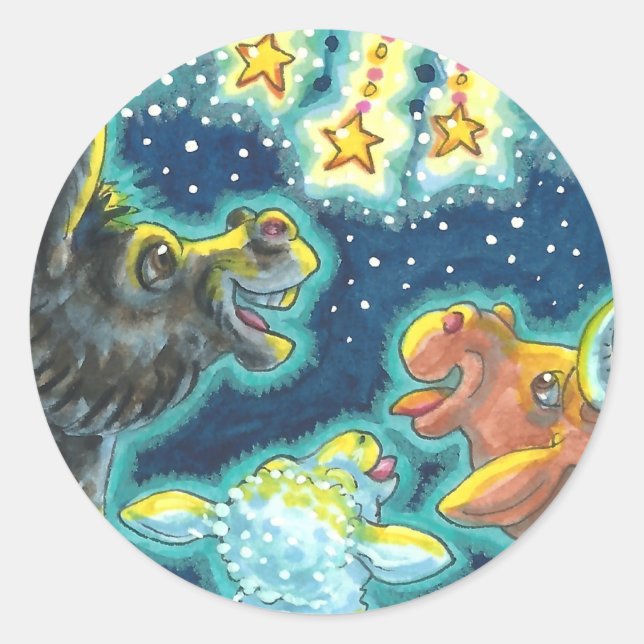 ADESIVO REDONDO BARNYARD FARM ANIMAIS EM QUARTO DE JULHO, FANTÁSTI (Frente)