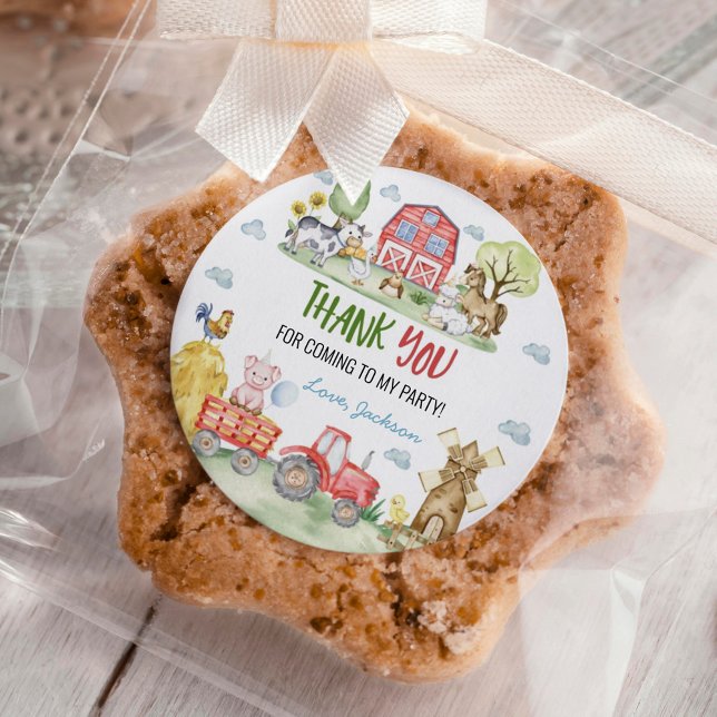 Adesivo Redondo Barnyard Farm Animals Birthday (Criador carregado)