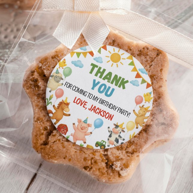 Adesivo Redondo Barnyard Farm Animals Birthday Party (Criador carregado)