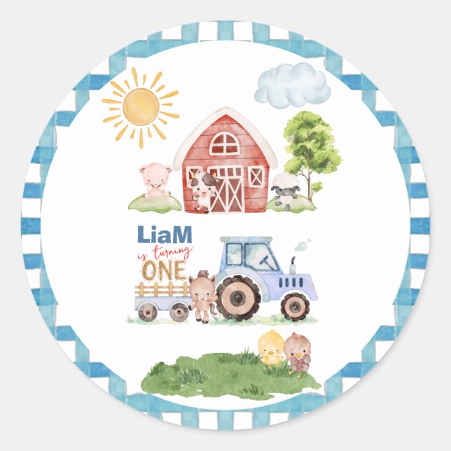 Adesivo Redondo Barnyard Fun 1st Birthday (Frente)