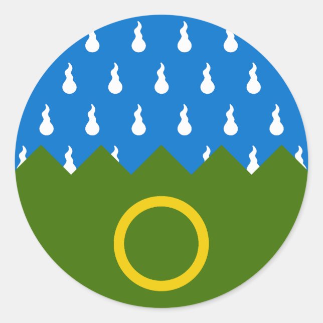 Adesivo Redondo Baronia do Crachá da População de Colinas Infinita (Frente)