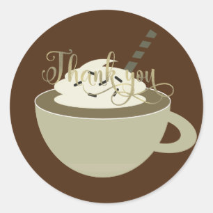 Adesivo Redondo Barra de Café Xícara de Latte Chuveiro de Noiva Fo