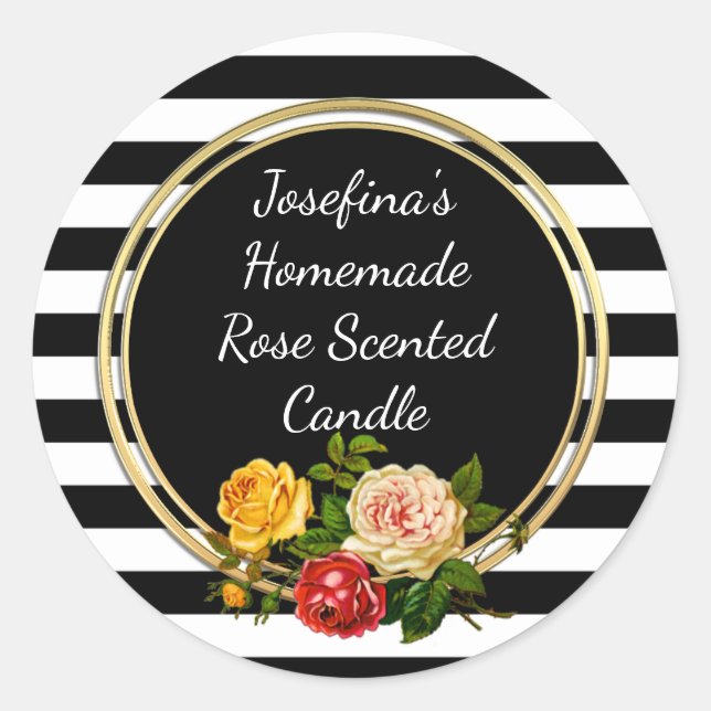 Adesivo Redondo Barra de latência personalizada de Rosa de faixa l (Frente)