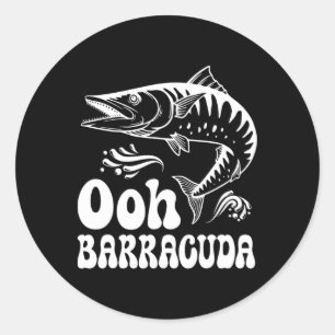 Adesivo Redondo Barracuda Engraçado Ohh Pescaria Para Amantes de M