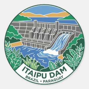 Adesivo Redondo Barragem de Itaipu Brasil / Paraguai