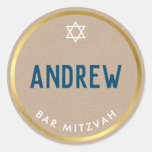 Adesivo Redondo BARRE o tipo corajoso esperto azul de MITZVAH de