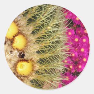 Adesivo Redondo Barrel Cactus Blooms RSVP Casamento Selo Vedante