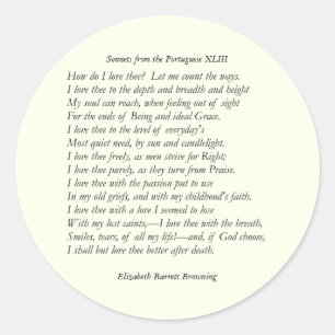 Adesivo Redondo Barrett Browning - Sonnets dos portugueses 43