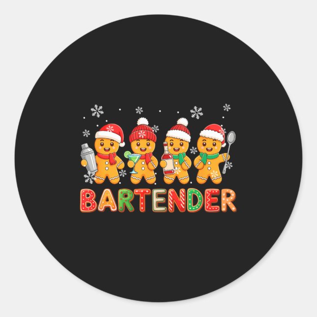 Adesivo Redondo Bartender Job Group Santa Gingerbreads Xmas Cookie (Frente)