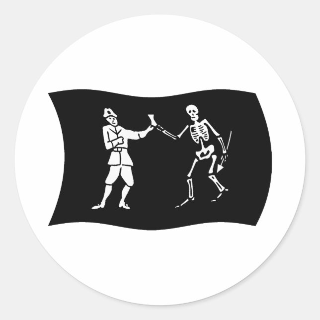 Adesivo Redondo Bartholomew Roberts Flag Sticker (Frente)