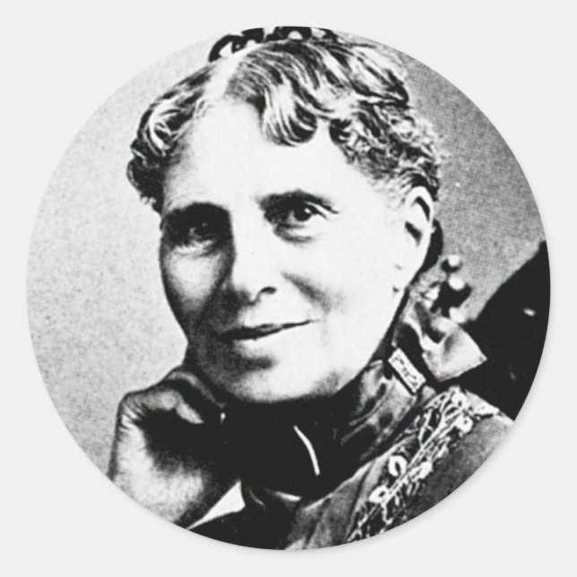 Adesivo Redondo Barton ~ Clara Fundador da Cruz Vermelha Americana (Frente)