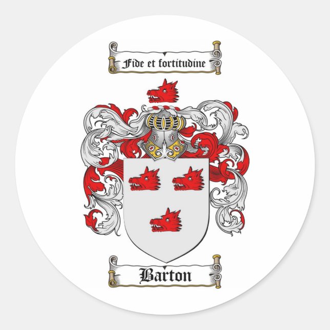 ADESIVO REDONDO BARTON FAMILY CREST - BARTON CASACO DE ARMAS (Frente)