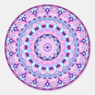 Adesivo Redondo Base Roxo Mandala