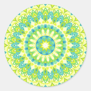Adesivo Redondo Base Verde Mandala