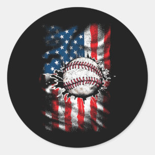 Adesivo Redondo Baseball 4 De Julho Homens De Bandeiras Americanas