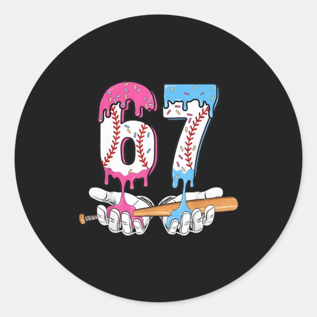 Adesivo Redondo Baseball 67 Ice Cream Drip Six Seven Boys Funny Me (Frente)