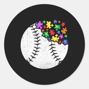 Adesivo Redondo Baseball Autismo Quebra-cabeça Homens Mulheres Cri