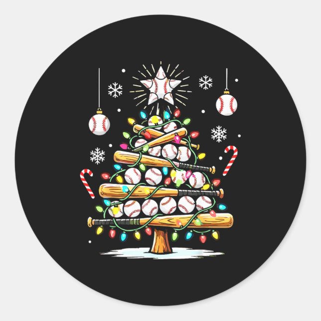 Adesivo Redondo Baseball Christmas Tree Lights  (Frente)