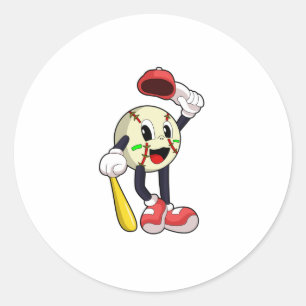 Adesivo Redondo Baseball com bastão de beisebol