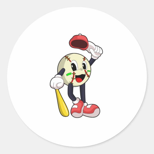 Adesivo Redondo Baseball com bastão de beisebol (Frente)