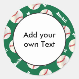 Adesivo Redondo Baseball com fundo verde escuro | Personalizar