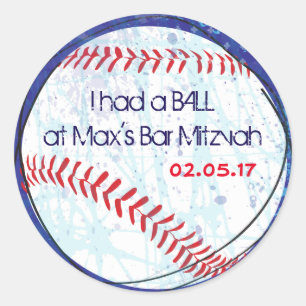 Adesivo Redondo BASEBALL CRAZE Bar Bat Mitzvah Gift Sticker