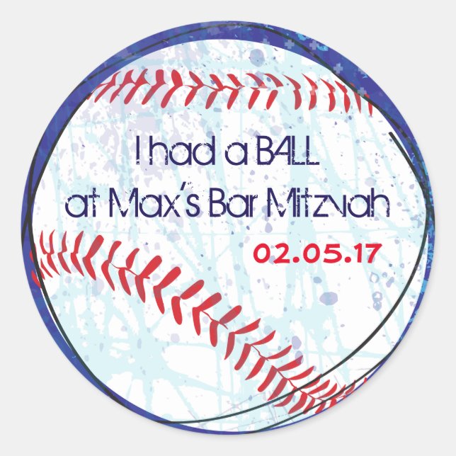 Adesivo Redondo BASEBALL CRAZE Bar Bat Mitzvah Gift Sticker (Frente)
