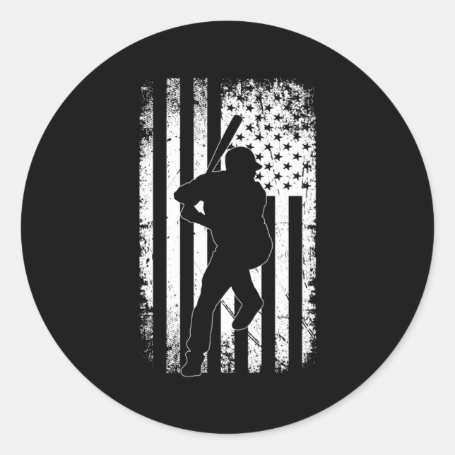 Adesivo Redondo Baseball de Bandeira Americana (Frente)