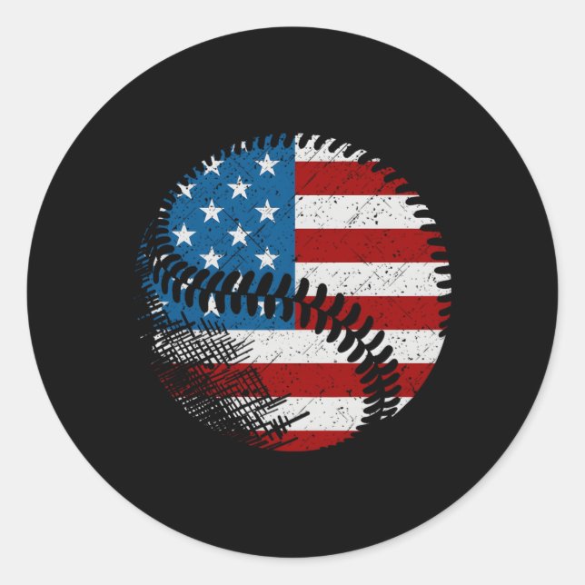 Adesivo Redondo Baseball de Bandeira Americana (Frente)