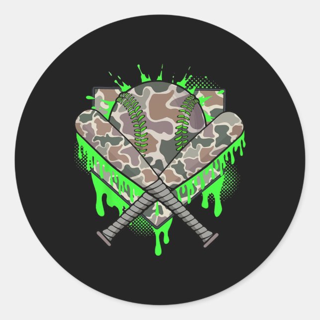 Adesivo Redondo Baseball Drill Para Rapazes Sorvete Bas (Frente)