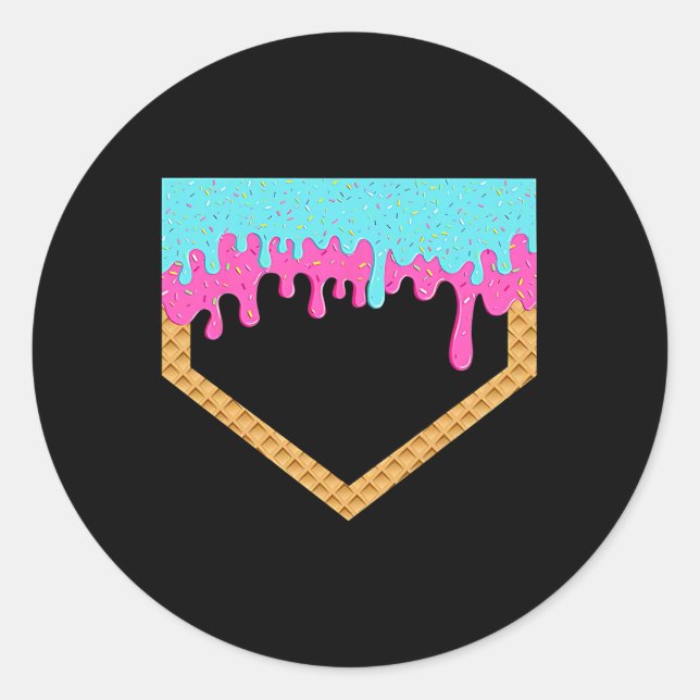 Adesivo Redondo Baseball Drill Para Rapazes Sorvete Drill Página I (Frente)