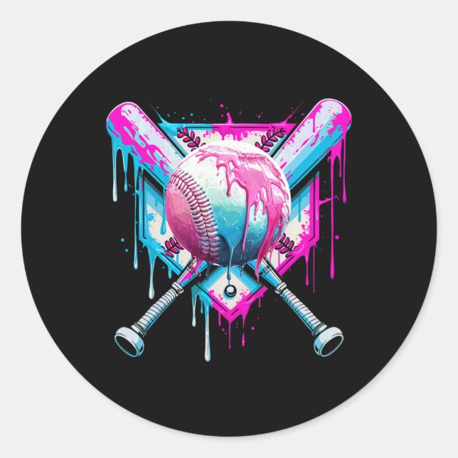 Adesivo Redondo Baseball Drill Para Rapazes Sorvete Jovens Engraça (Frente)