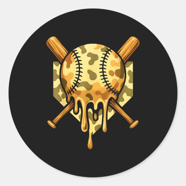 Adesivo Redondo Baseball Drip For Boys Ice Cream Dripng Boys Baseb (Frente)