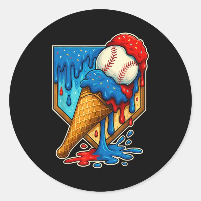 Adesivo Redondo Baseball Drip Ice Cream 6 7 Number 67 Six Seven Me (Frente)