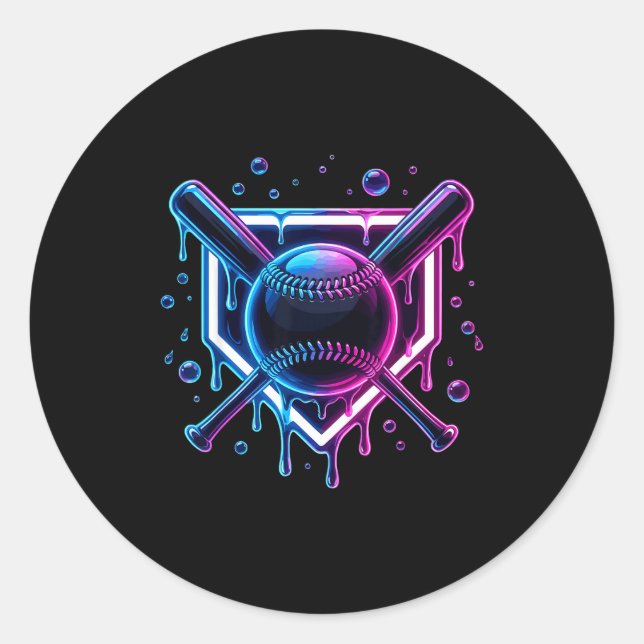 Adesivo Redondo Baseball Drip Ice Cream Bat Kids  (Frente)