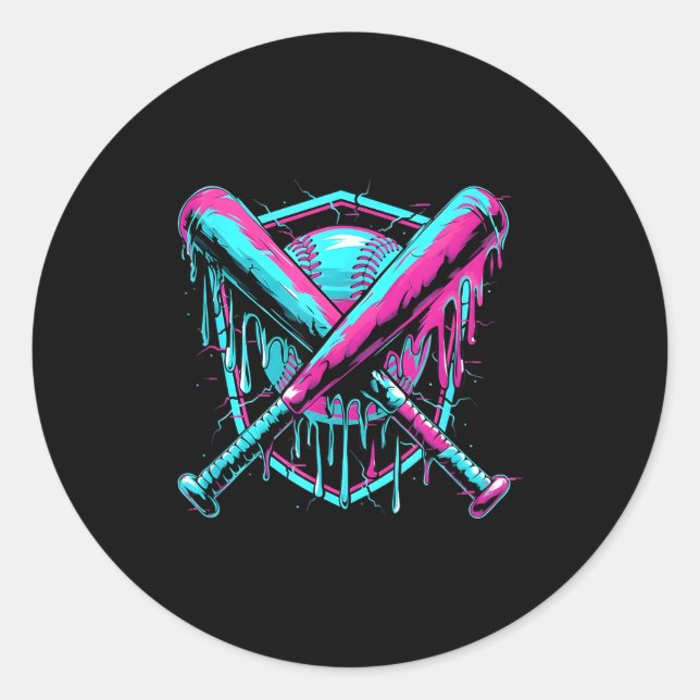 Adesivo Redondo Baseball Drip Ice-cream Dripng Baseball Bat Var Wa (Frente)
