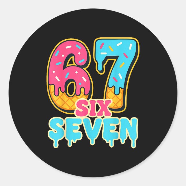 Adesivo Redondo Baseball Drip Number 67 Player Trendy 6 7 Meme Fun (Frente)