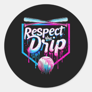 Adesivo Redondo Baseball Drip Para Rapazes Sorvete Drip Respeito