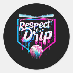 Adesivo Redondo Baseball Drip Para Rapazes Sorvete Drip Respeito
