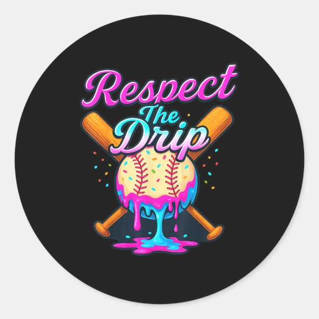 Adesivo Redondo Baseball Drip Team For Boys Ice Cream Cool  (Frente)