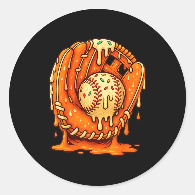 Adesivo Redondo Baseball Drip Team For Boys Ice Cream Cool  (Frente)